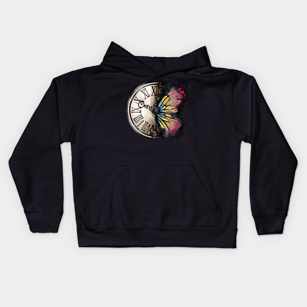 Time flies with a butterfly Kids Hoodie by Life2LiveDesign